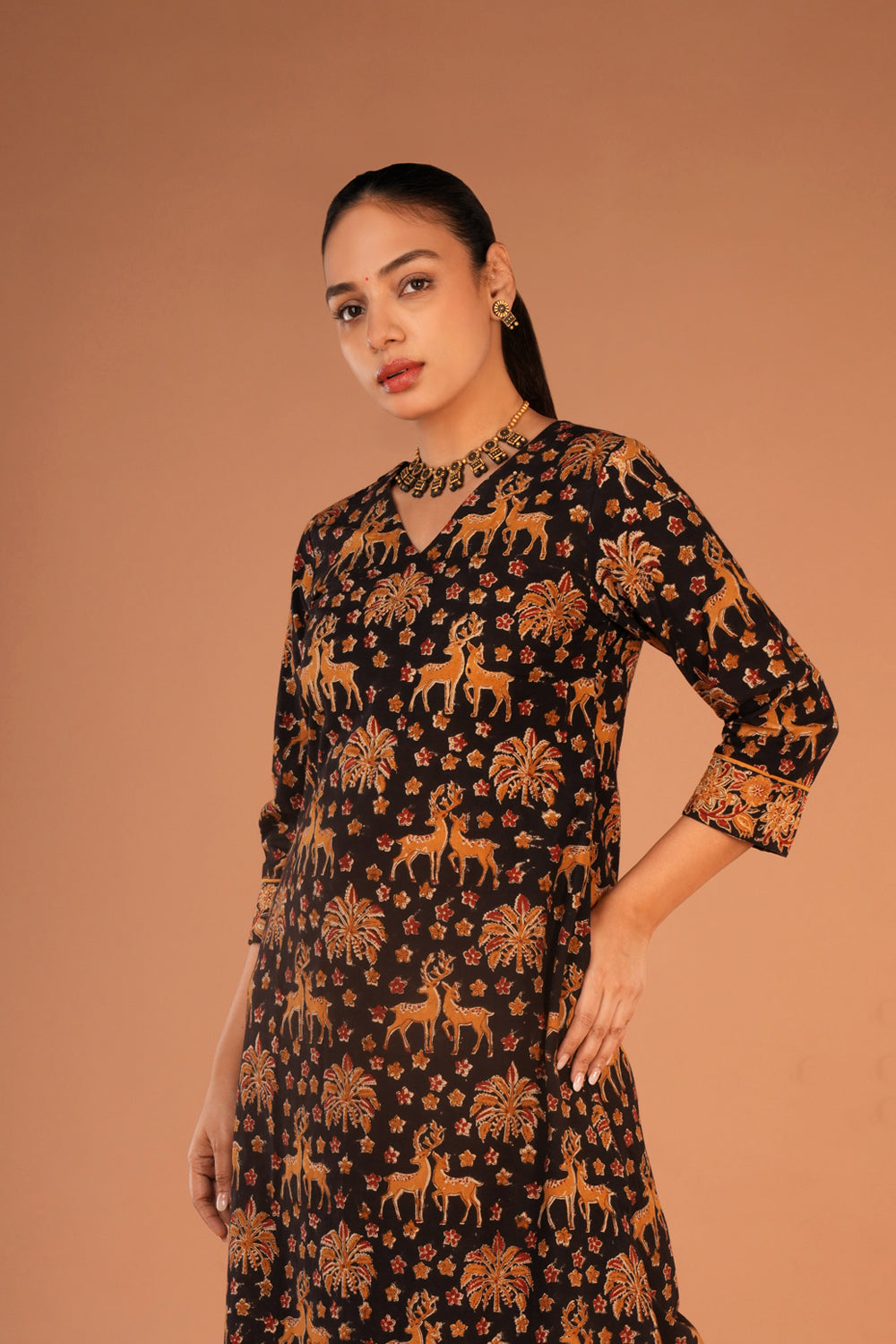 Image of Kalamkari hand block printed Kurta set